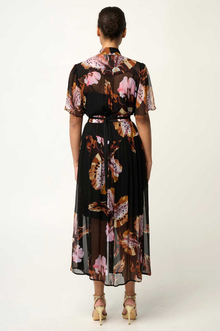 Ceres Sheer Chiffon Dress in Sunset Orchid