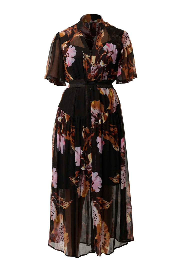Ceres Sheer Chiffon Dress in Sunset Orchid