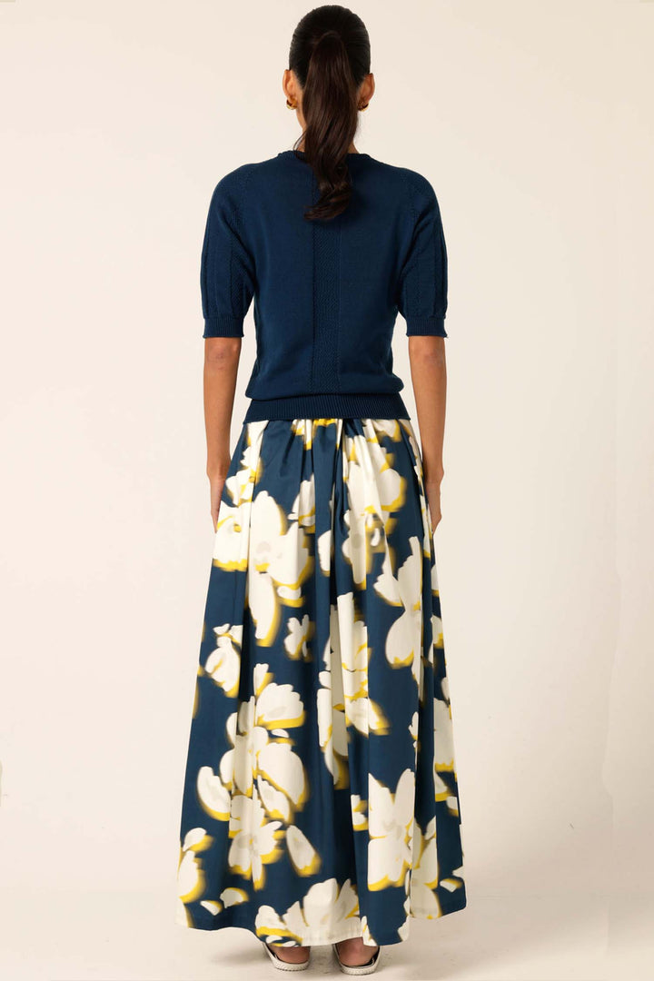 Chamonix Skirt in Navy Yellow Flower