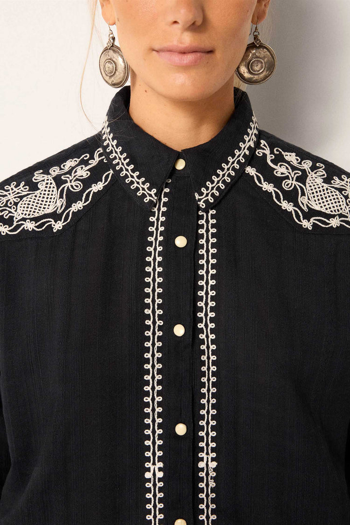 Charro Blouse in Tabasco Noir