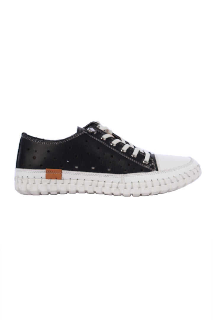 Chaser Punched Leather Sneakers in Black