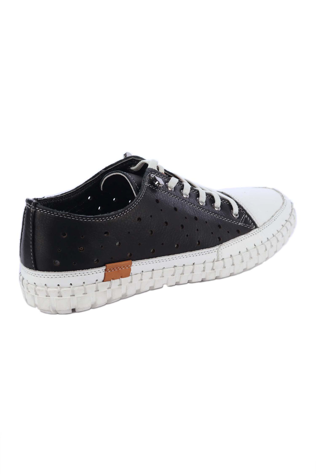 Chaser Punched Leather Sneakers in Black