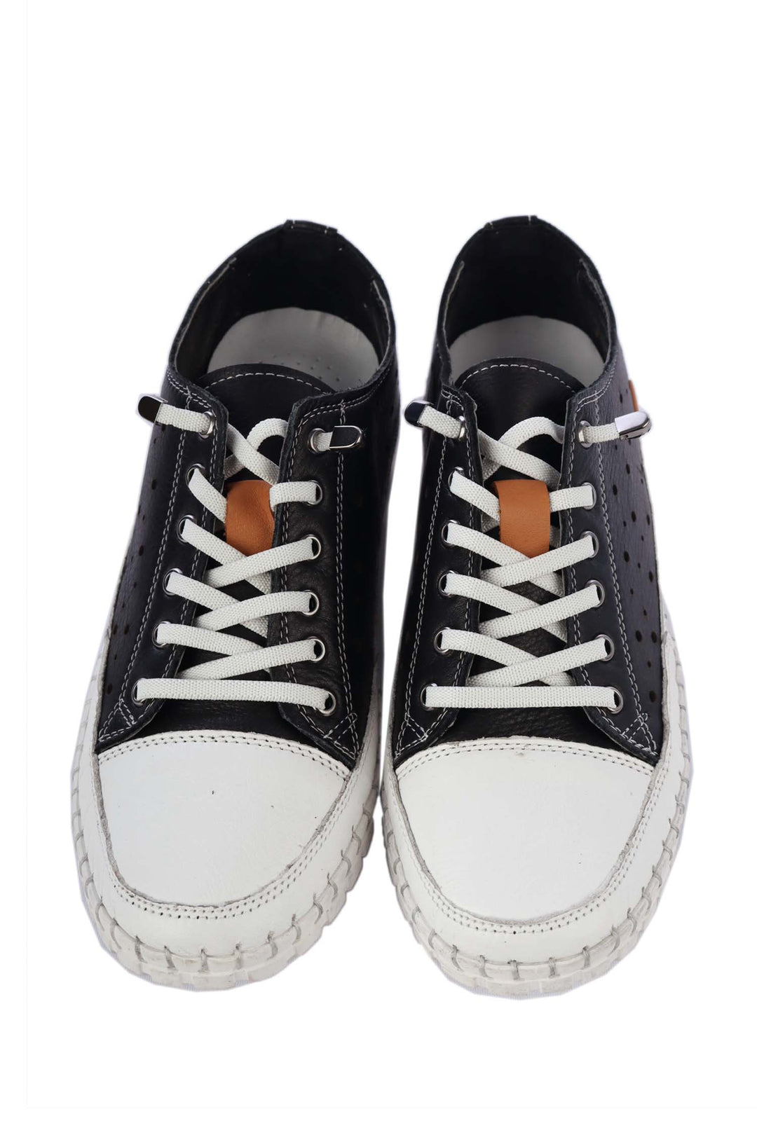 Chaser Punched Leather Sneakers in Black