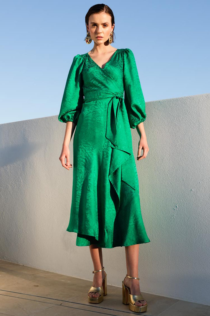 Chateau Wrap Dress in Emerald