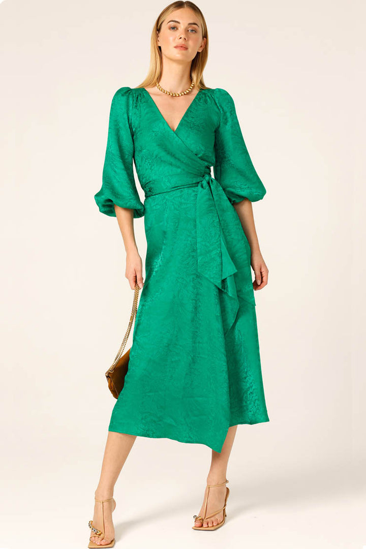 Chateau Wrap Dress in Emerald