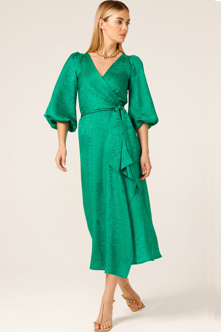 Chateau Wrap Dress in Emerald