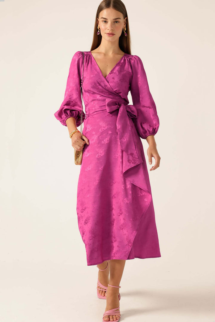 Chateau Wrap Dress in Magenta