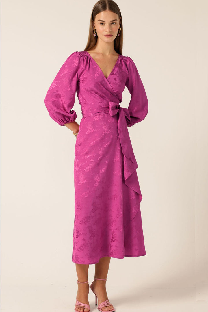 Chateau Wrap Dress in Magenta