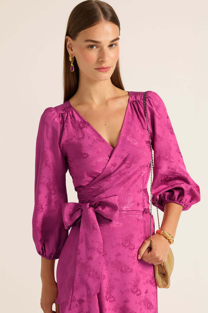 Chateau Wrap Dress in Magenta