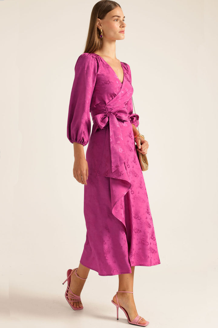 Chateau Wrap Dress in Magenta