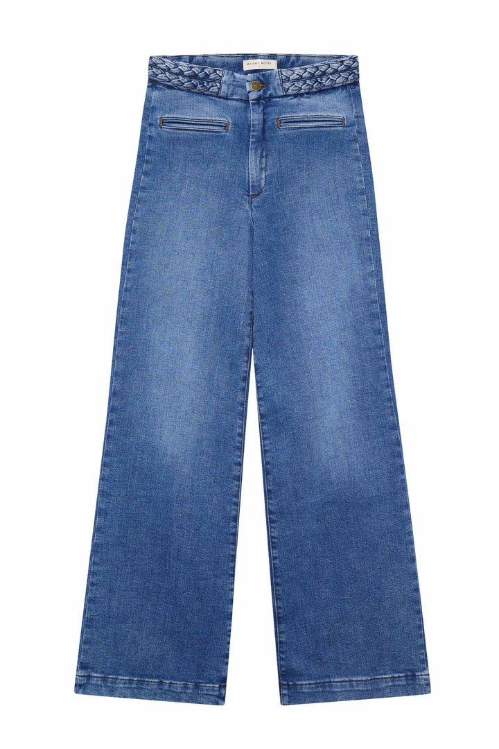 Cher Braid Denim Pant in Western Blue