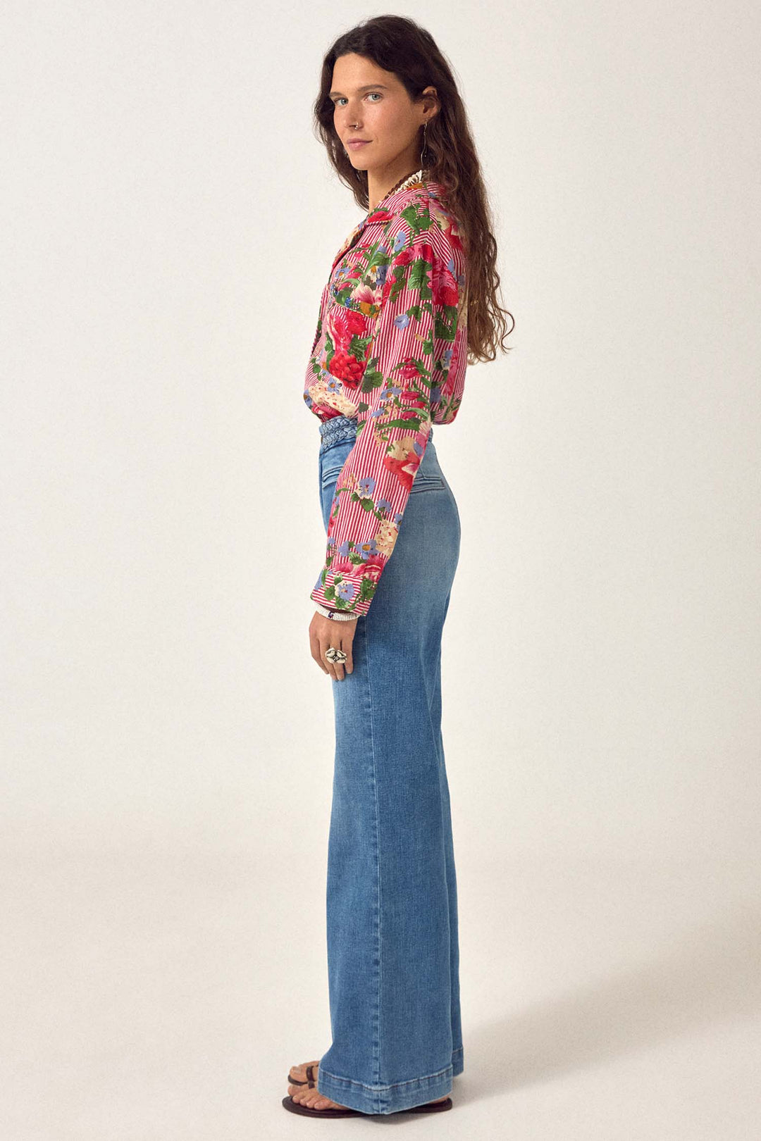 Cher Braid Denim Pant in Western Blue