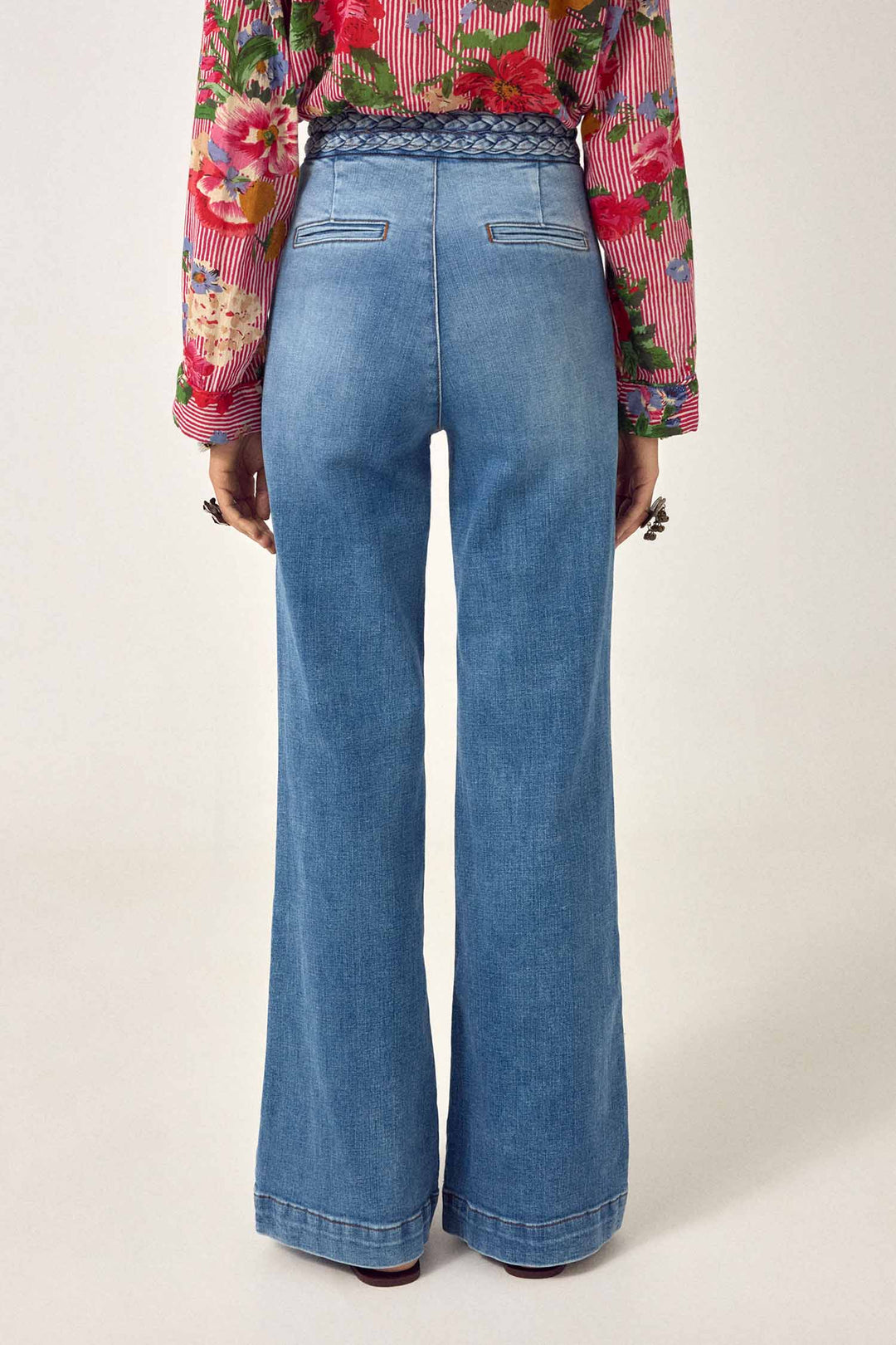 Cher Braid Denim Pant in Western Blue