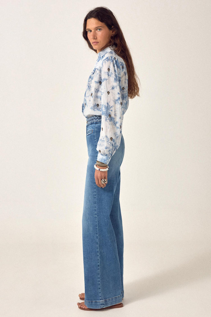 Cher Braid Denim Pant in Western Blue