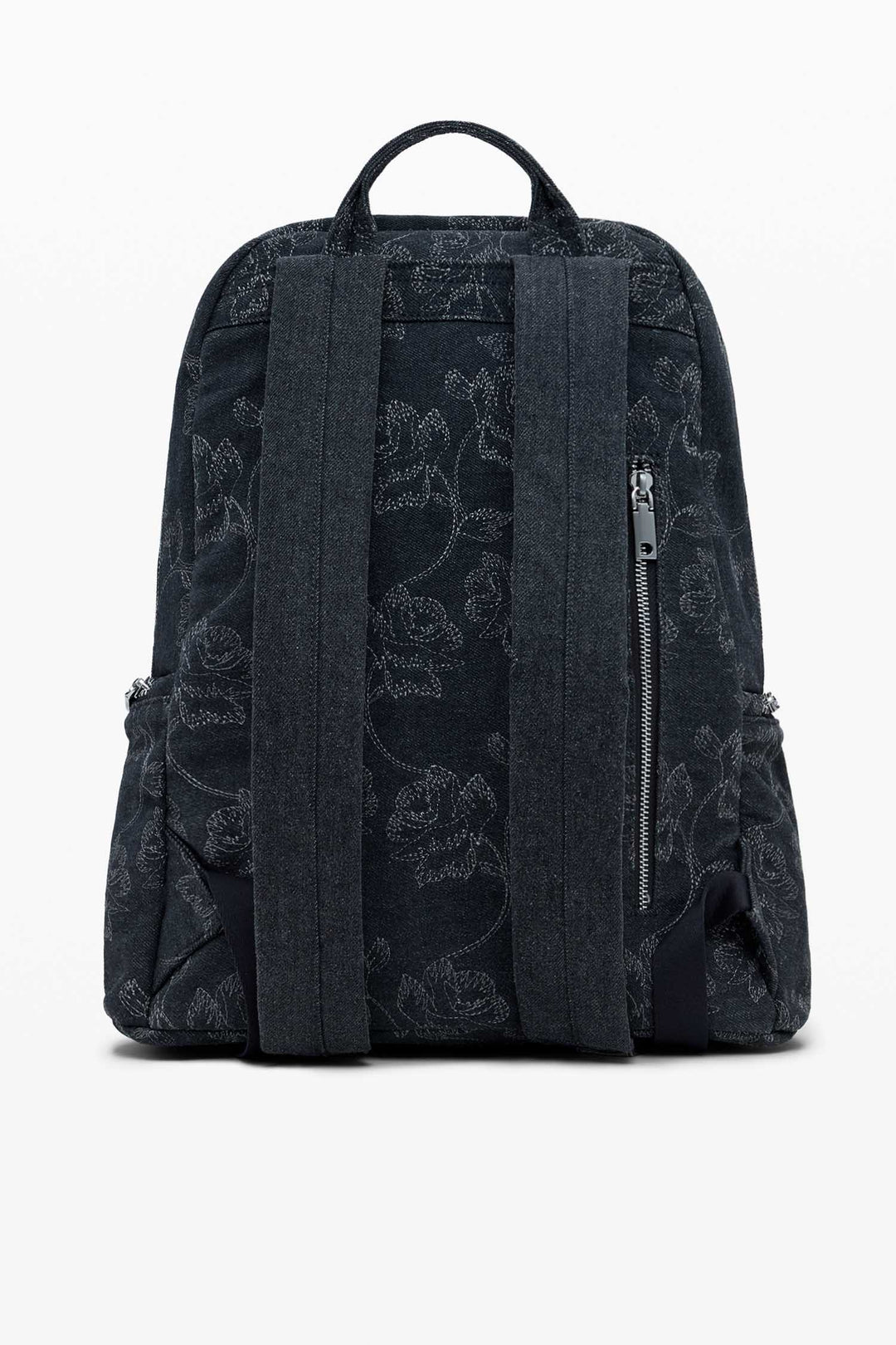 Chester Embroidered Denim Backpack in Black