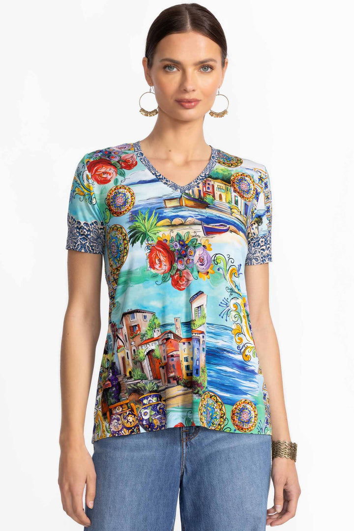 Christy Janie Fav SS V-Neck Swing Tee