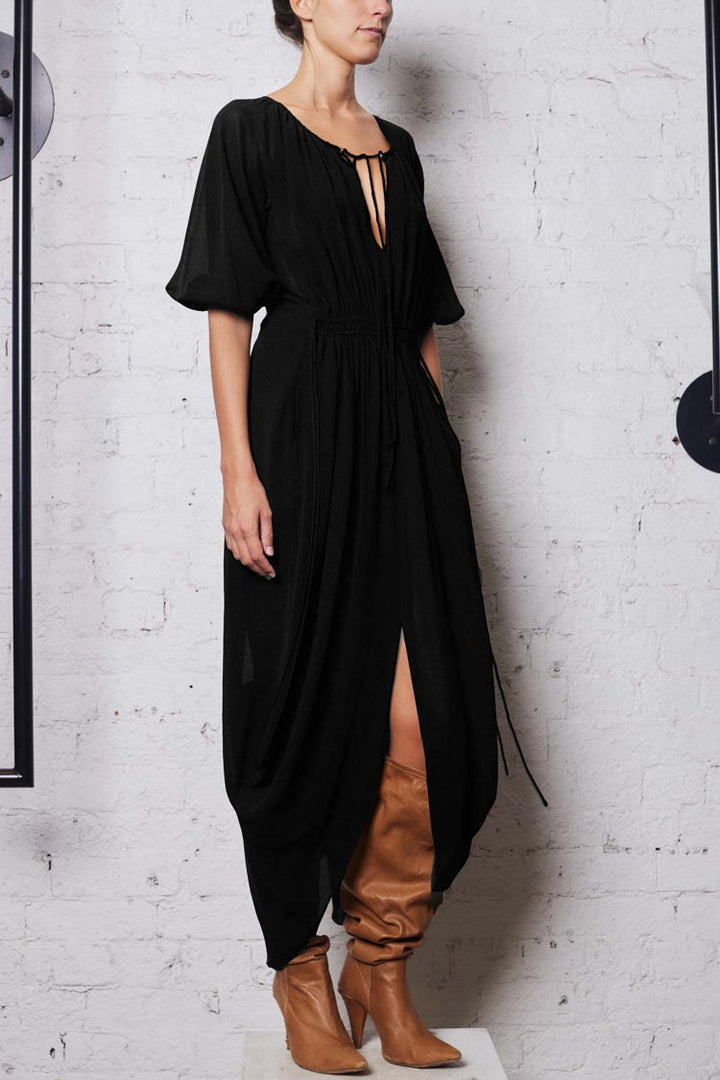 Circular Drape Dress in Black