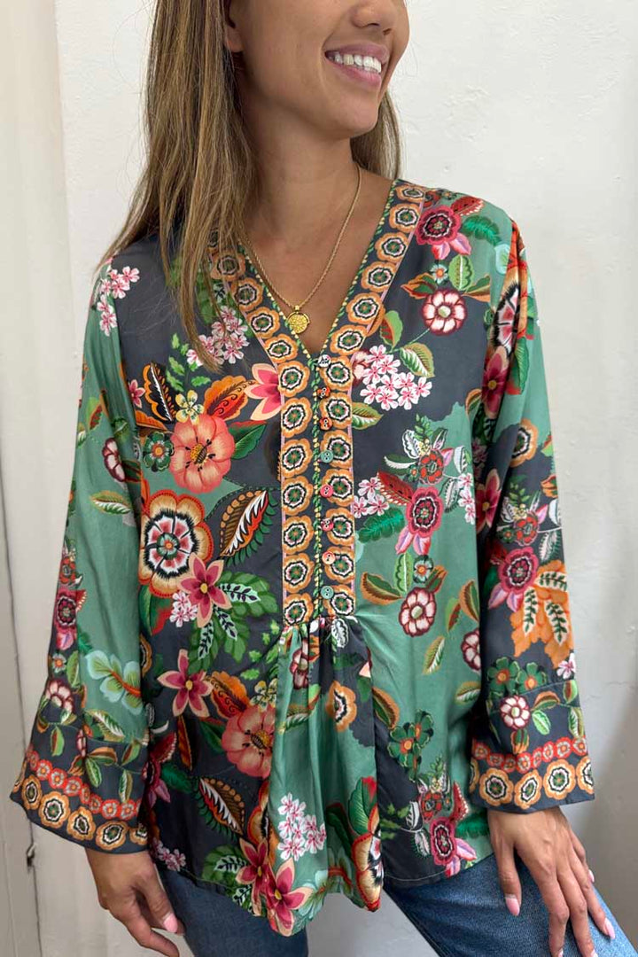 Clarkwood Teal Botina Blouse