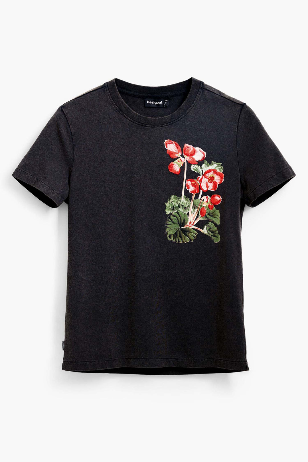 Classic Black Tee with Flowers