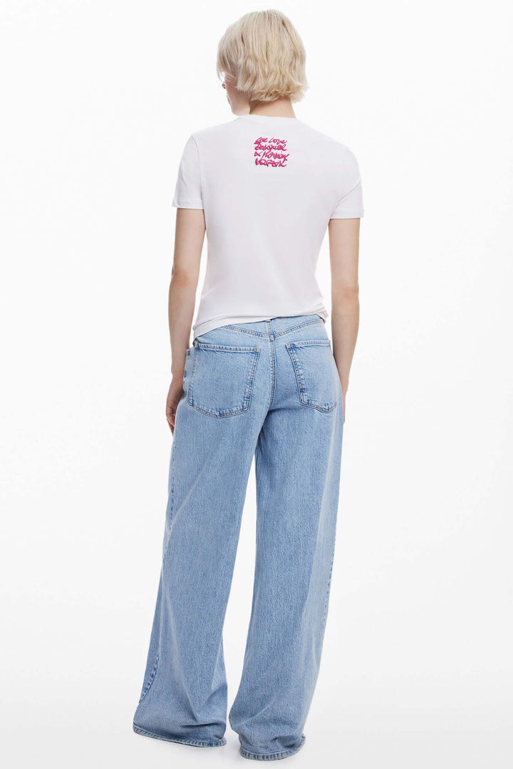 Classic White Tee with Flowers