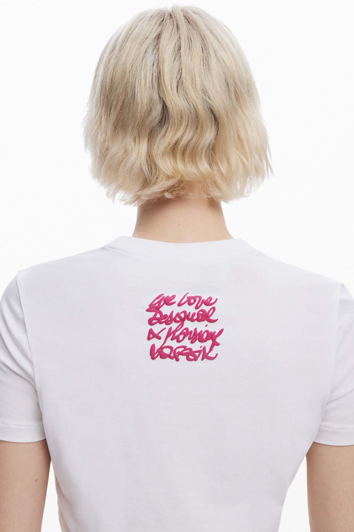 Classic White Tee with Flowers