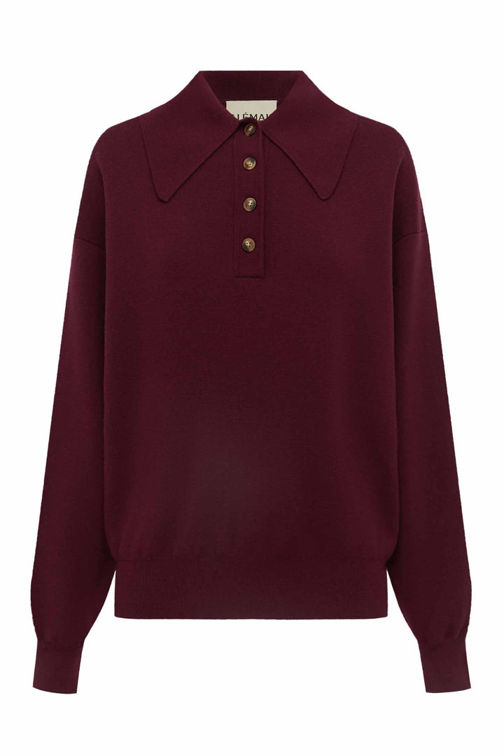 Claudia Knit Polo in Plum