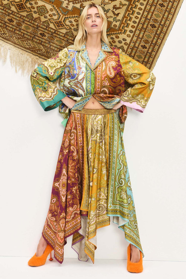 Clemenza Spliced Silk Shirt