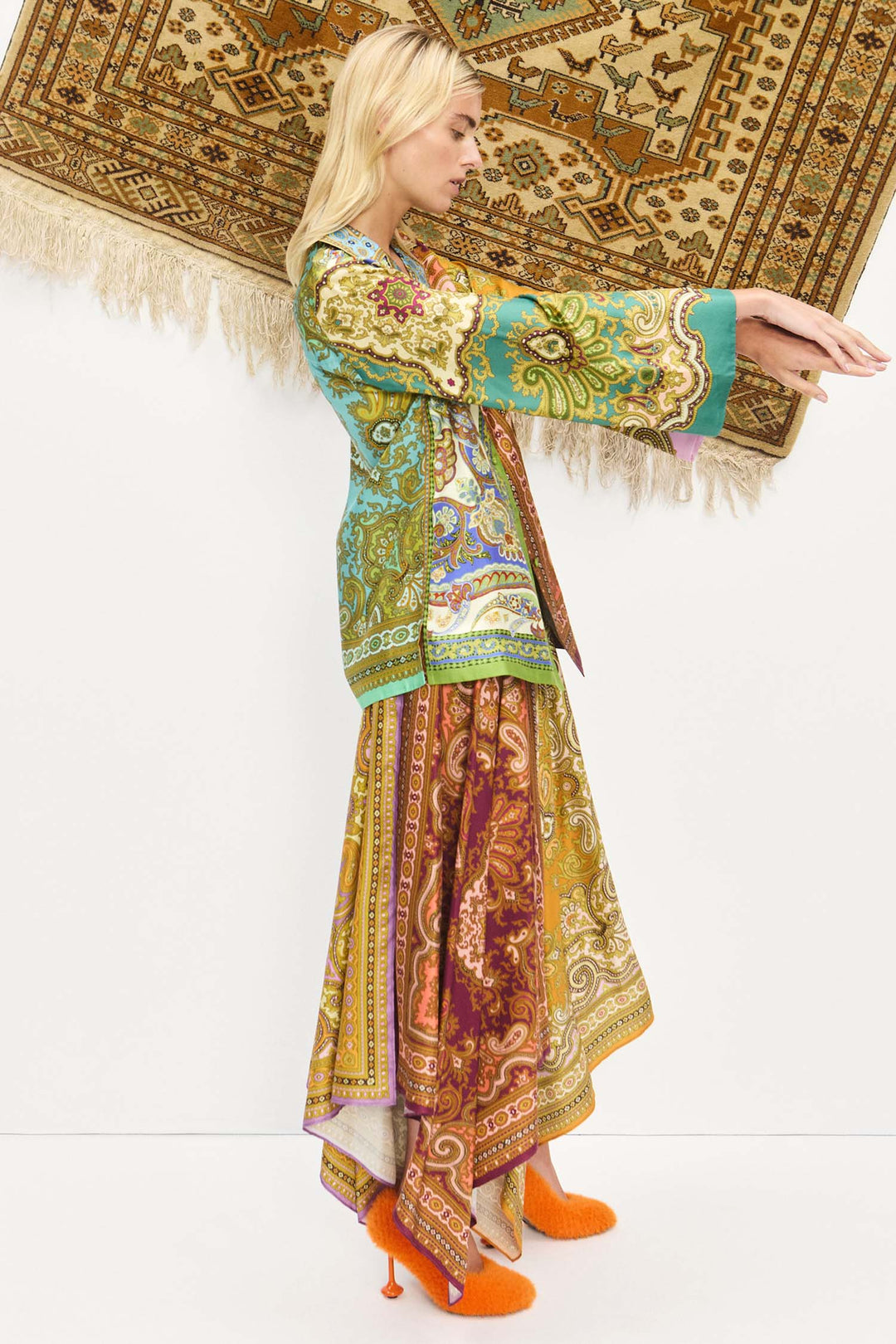 Clemenza Spliced Silk Shirt