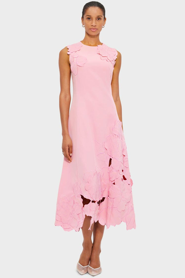 Cleo Applique Midi Dress - Flamingo