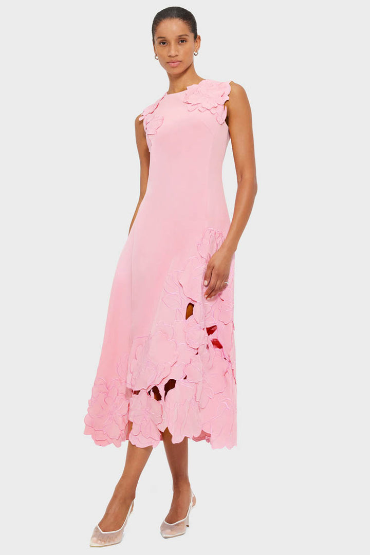 Cleo Applique Midi Dress - Flamingo