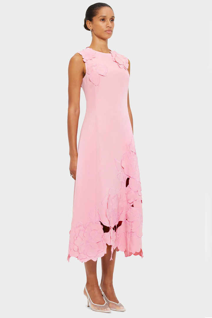 Cleo Applique Midi Dress - Flamingo