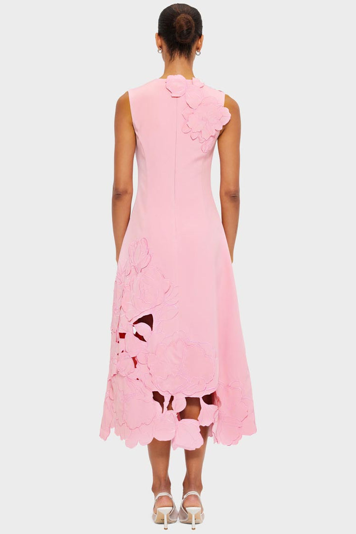 Cleo Applique Midi Dress - Flamingo