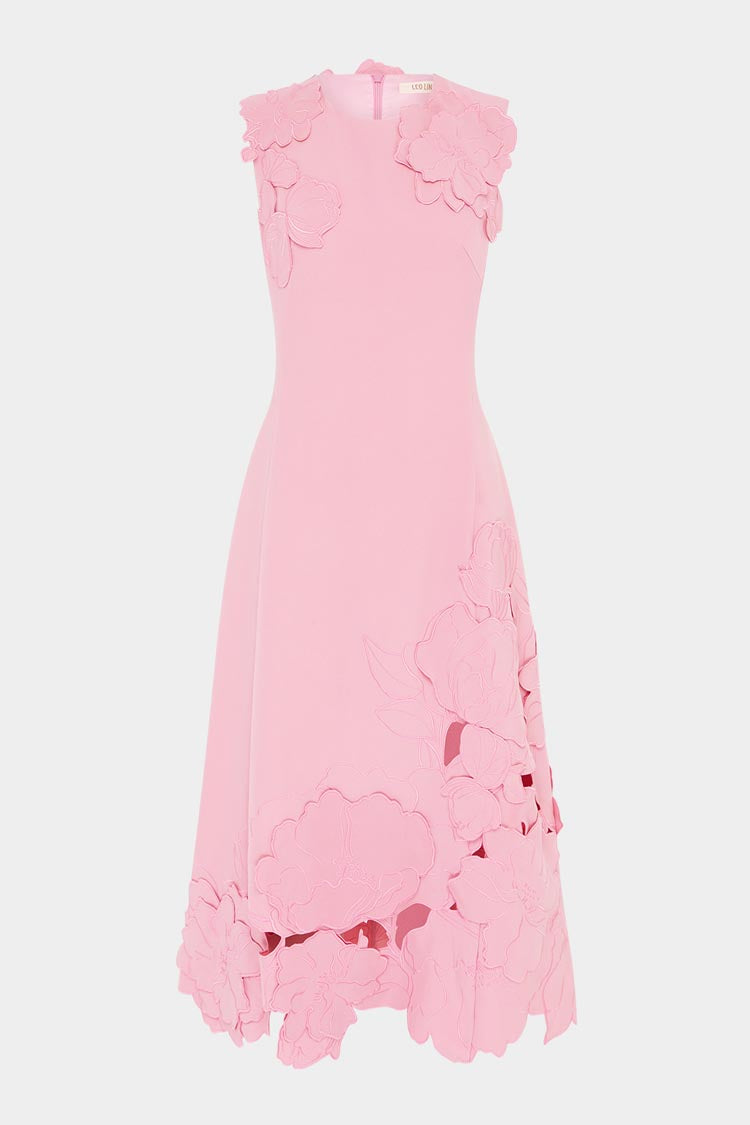 Cleo Applique Midi Dress - Flamingo