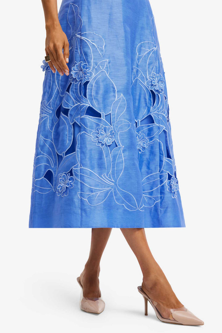 Cleo Applique Sleeveless Midi Dress in Azure