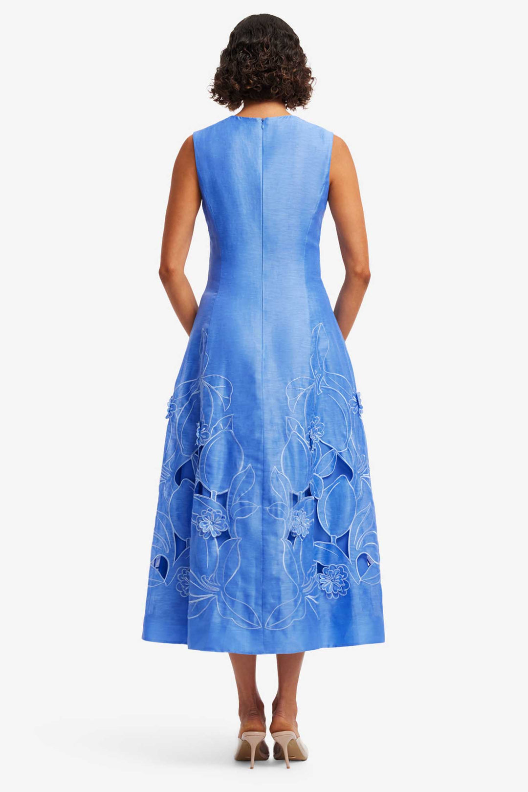 Cleo Applique Sleeveless Midi Dress in Azure