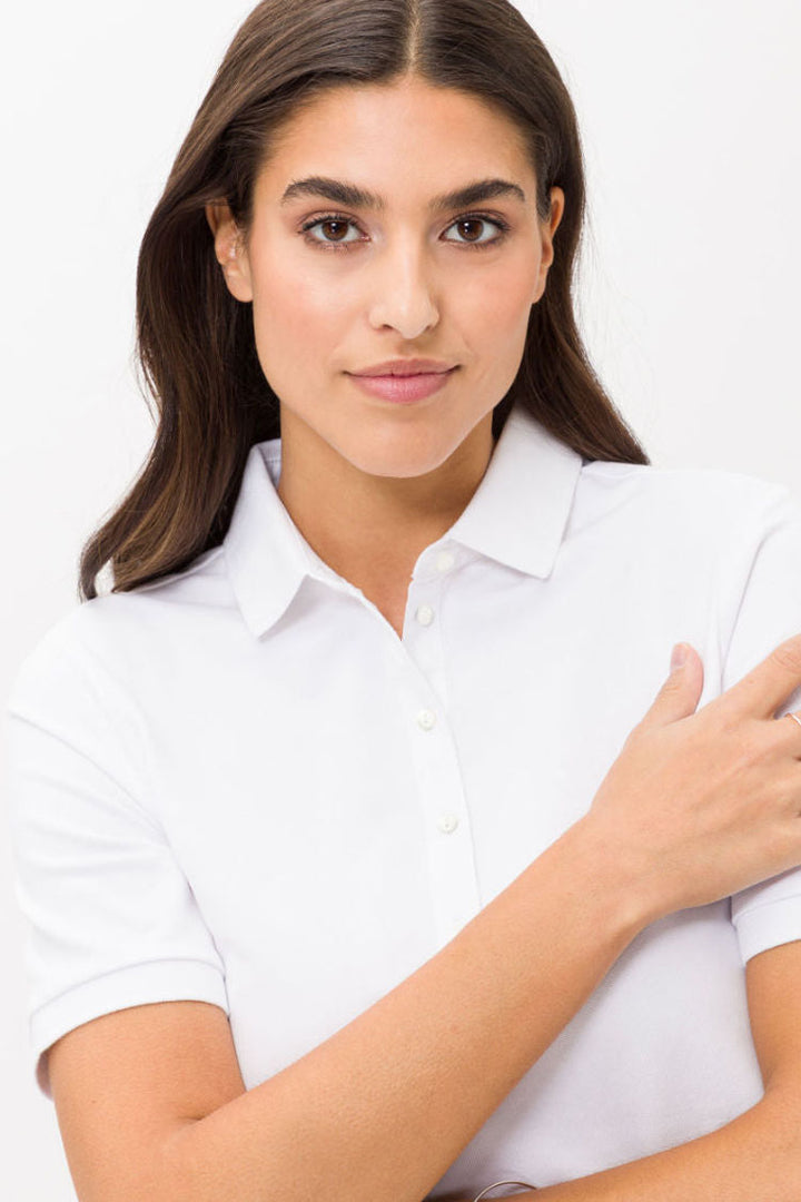 Cleo Polo SS Shirt in White | FINAL SALE