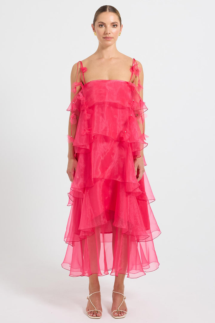 Cleo Tiered Maxi Dress in Magenta