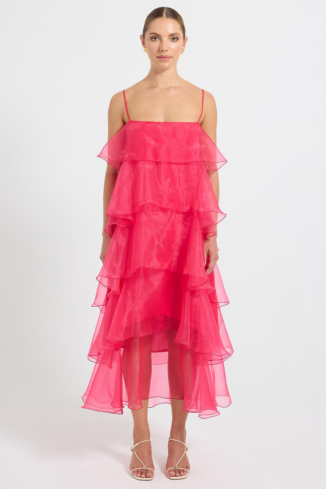 Cleo Tiered Maxi Dress in Magenta