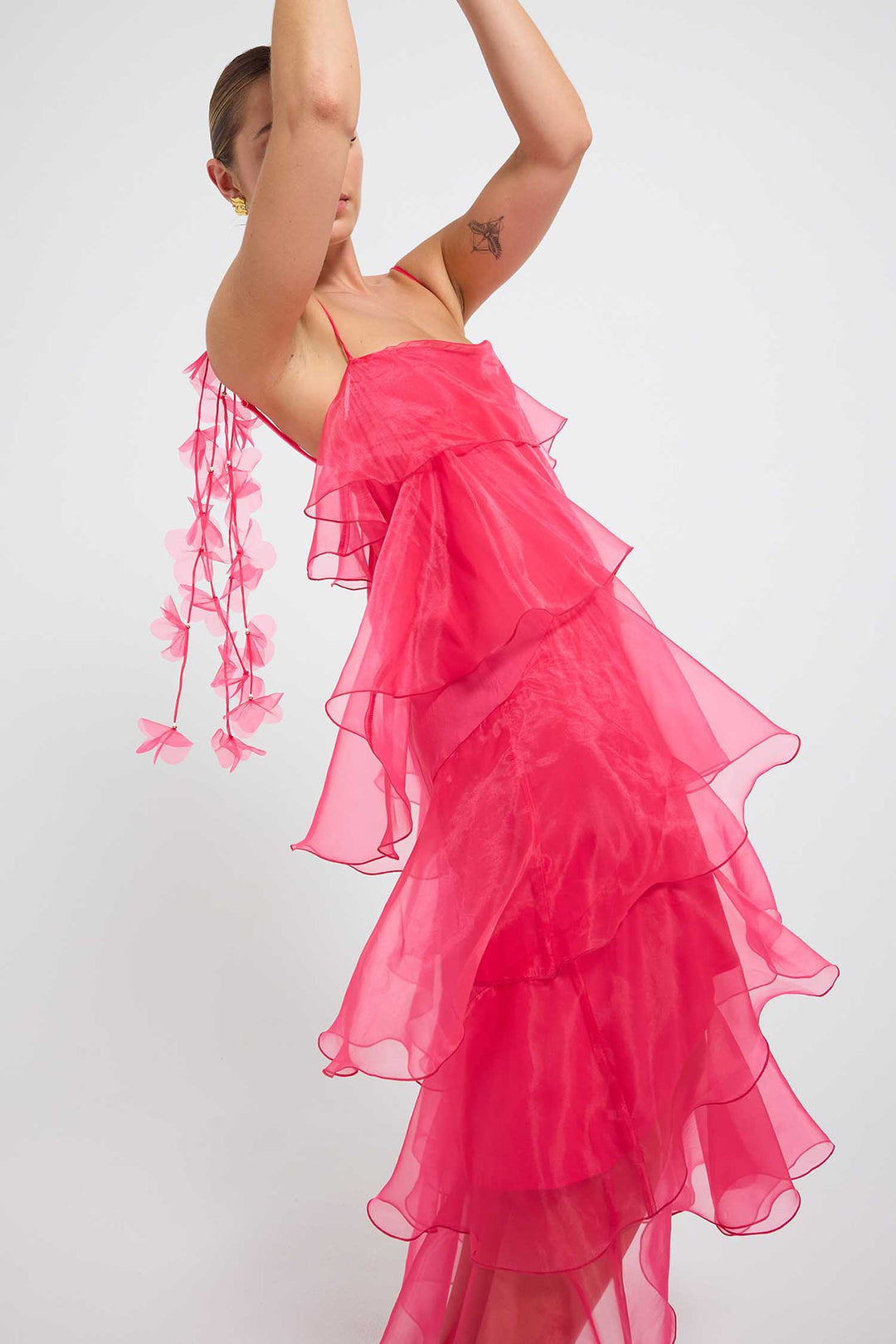 Cleo Tiered Maxi Dress in Magenta