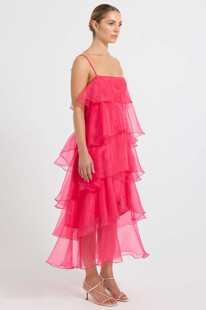 Cleo Tiered Maxi Dress in Magenta