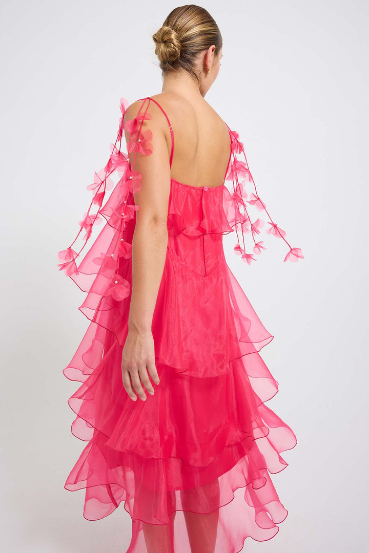 Cleo Tiered Maxi Dress in Magenta
