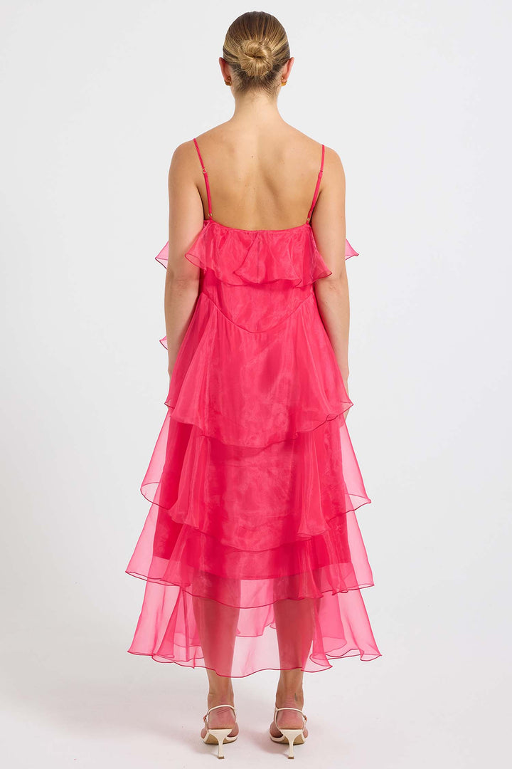 Cleo Tiered Maxi Dress in Magenta