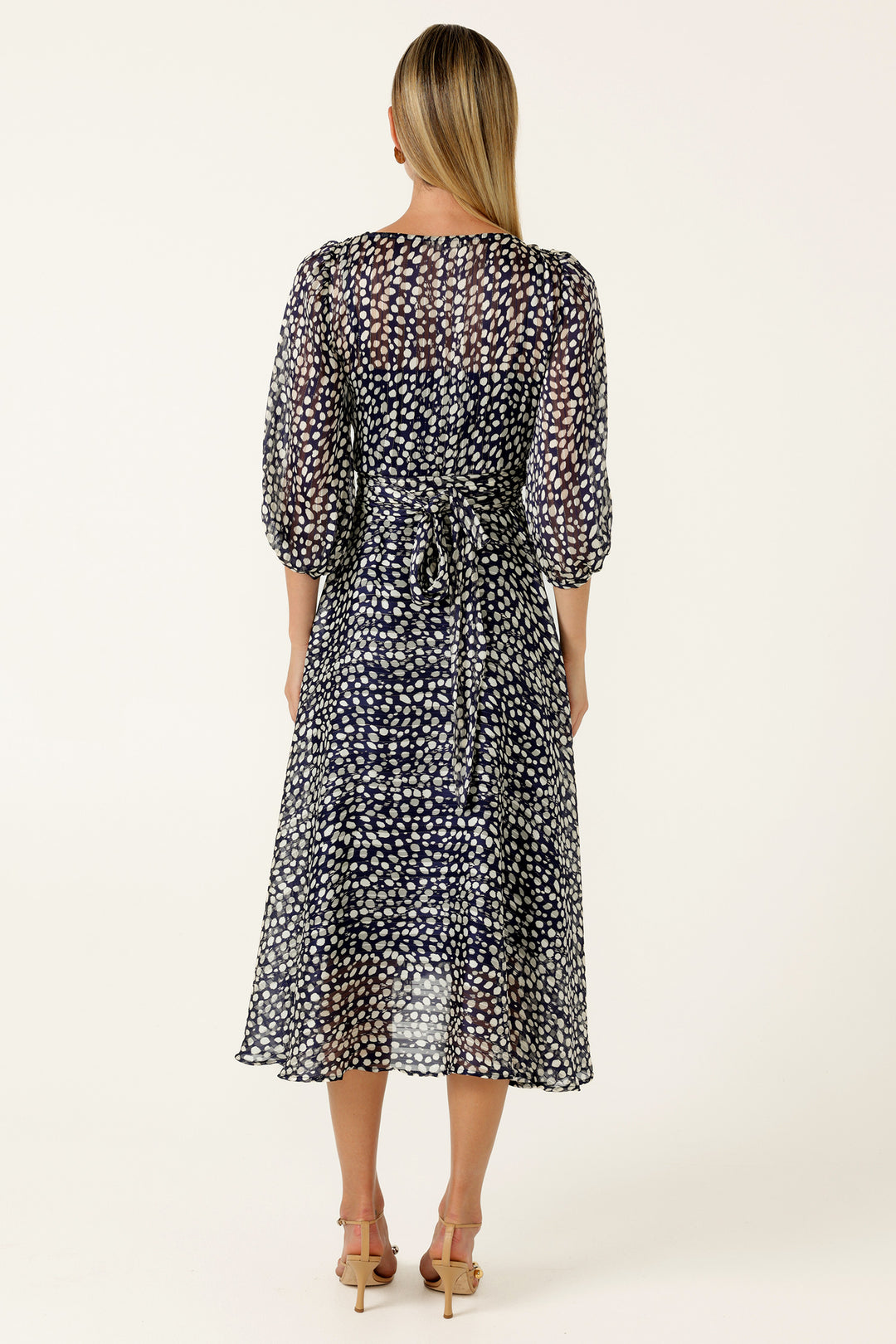 Cloudland Wrap Dress in Navy White Spot