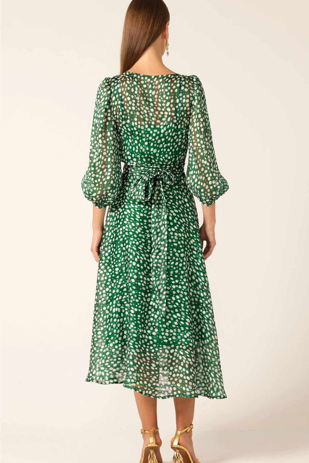 Cloudland Wrap Dress in Green Spot Lurex