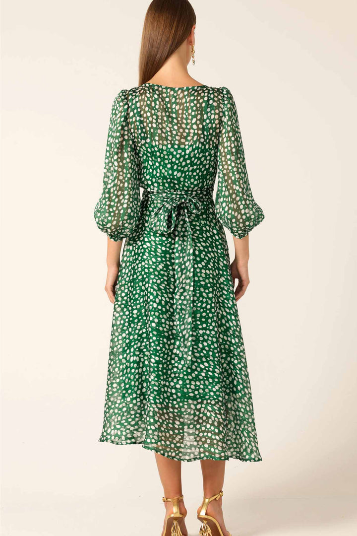 Cloudland Wrap Dress in Green Spot Lurex