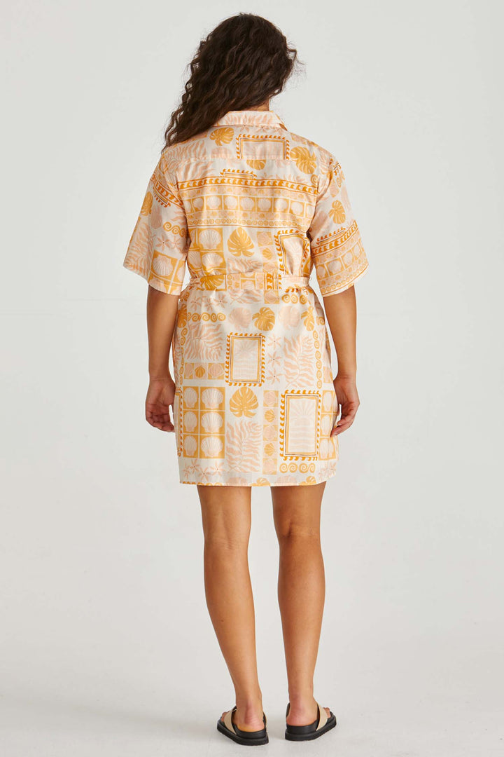 Coast Mini Shirt Dress in Peach Shell Patchwork