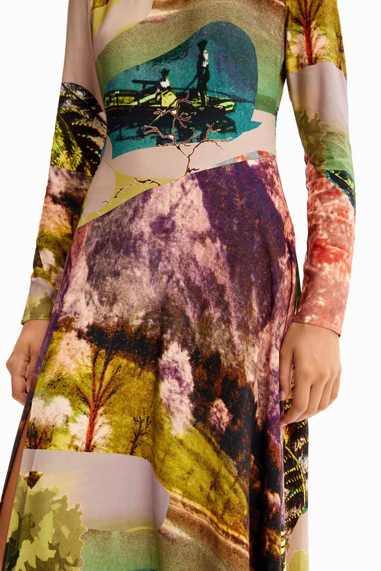 Collage Printed Midi Dress