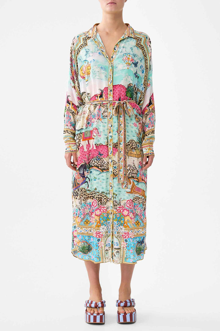 Collared Button Through Dress in Miniature Moments