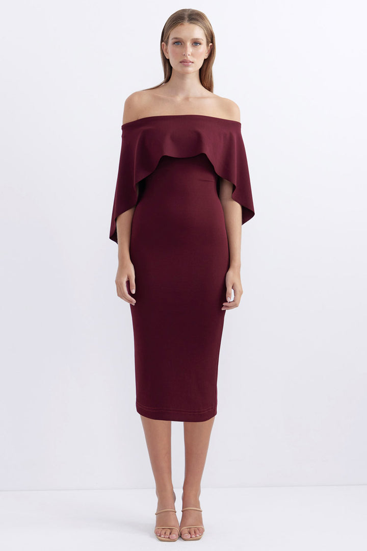 Composure Long Midi Dress in Wine