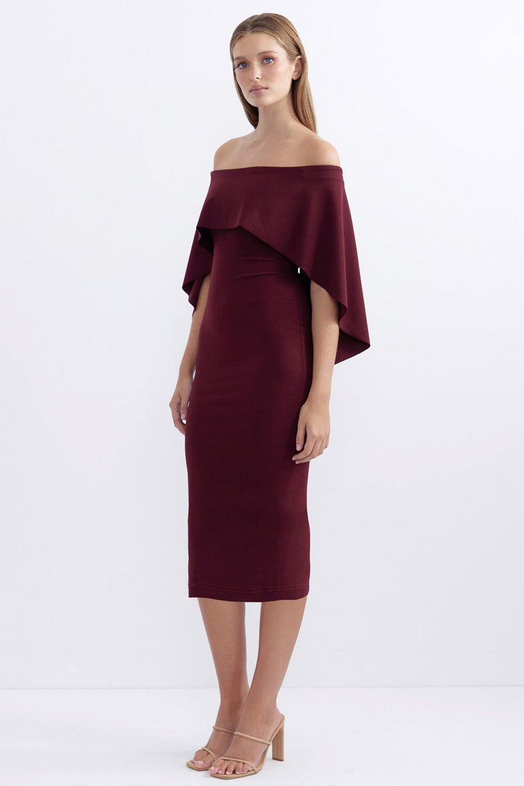 Composure Long Midi Dress in Wine